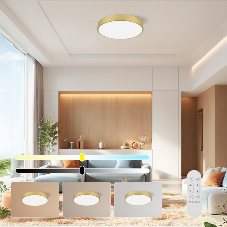 Immax NEO 07292L - Dimmable LED ceiling light NEO LITE SEMPLICI LED/36W/230V 3000–6000K Ø 40 cm Wi‑Fi Tuya gold + remote control