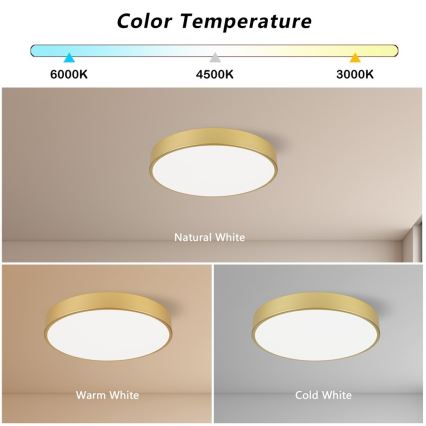 Immax NEO 07292L - Dimmable LED ceiling light NEO LITE SEMPLICI LED/36W/230V 3000–6000K Ø 40 cm Wi‑Fi Tuya gold + remote control