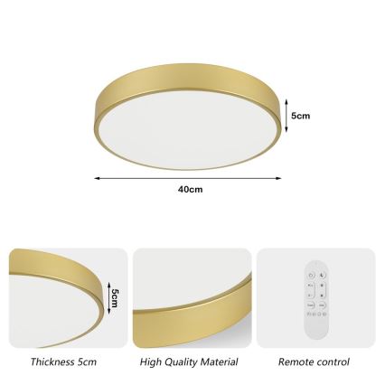 Immax NEO 07292L - Dimmable LED ceiling light NEO LITE SEMPLICI LED/36W/230V 3000–6000K Ø 40 cm Wi‑Fi Tuya gold + remote control