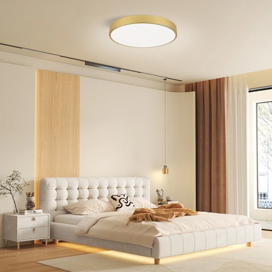 Immax NEO 07293L - Dimmable LED ceiling light NEO LITE SEMPLICI LED/60W/230V 3000–6000K Ø 60 cm Tuya-compatible Wi‑Fi, gold + remote control