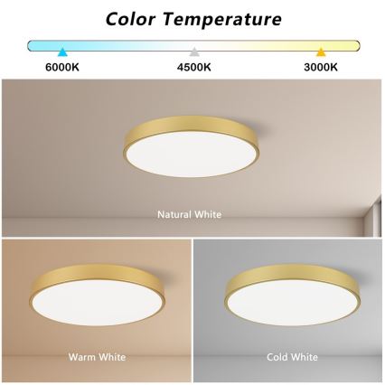 Immax NEO 07293L - Dimmable LED ceiling light NEO LITE SEMPLICI LED/60W/230V 3000–6000K Ø 60 cm Tuya-compatible Wi‑Fi, gold + remote control