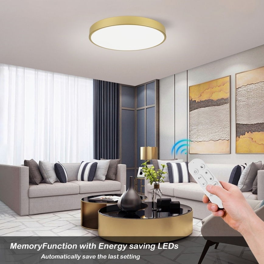 Immax NEO 07293L - Dimmable LED ceiling light NEO LITE SEMPLICI LED/60W/230V 3000–6000K Ø 60 cm Tuya-compatible Wi‑Fi, gold + remote control