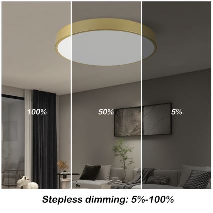Immax NEO 07293L - Dimmable LED ceiling light NEO LITE SEMPLICI LED/60W/230V 3000–6000K Ø 60 cm Tuya-compatible Wi‑Fi, gold + remote control