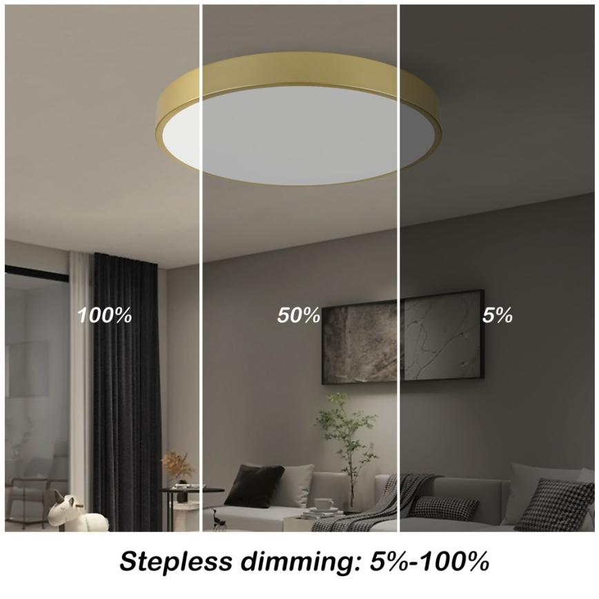 Immax NEO 07293L - Dimmable LED ceiling light NEO LITE SEMPLICI LED/60W/230V 3000–6000K Ø 60 cm Tuya-compatible Wi‑Fi, gold + remote control