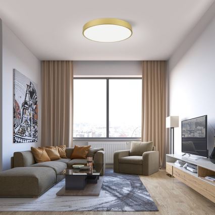 Immax NEO 07293L - Dimmable LED ceiling light NEO LITE SEMPLICI LED/60W/230V 3000–6000K Ø 60 cm Tuya-compatible Wi‑Fi, gold + remote control