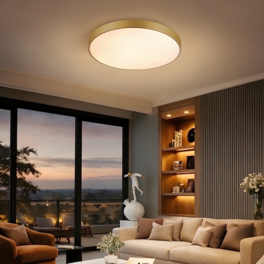 Immax NEO 07293L - Dimmable LED ceiling light NEO LITE SEMPLICI LED/60W/230V 3000–6000K Ø 60 cm Tuya-compatible Wi‑Fi, gold + remote control