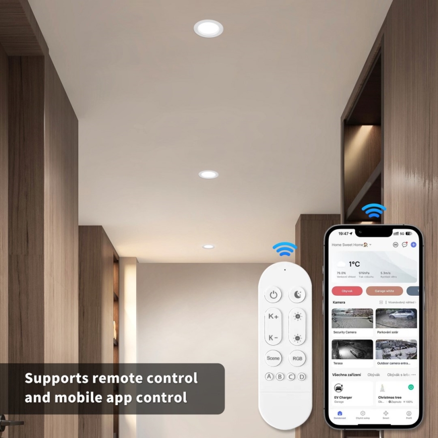 Immax NEO 07294L - LED Dimmable Recessed Downlight DOWN LED/12W/230V Wi‑Fi Tuya Ø 12 cm White