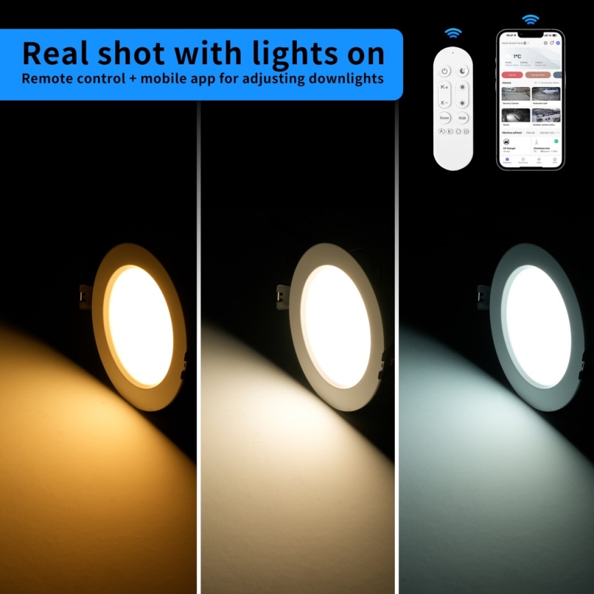 Immax NEO 07294L - Dimmable LED recessed downlight DOWN LED/12W/230V Wi-Fi Tuya Ø 12 cm black