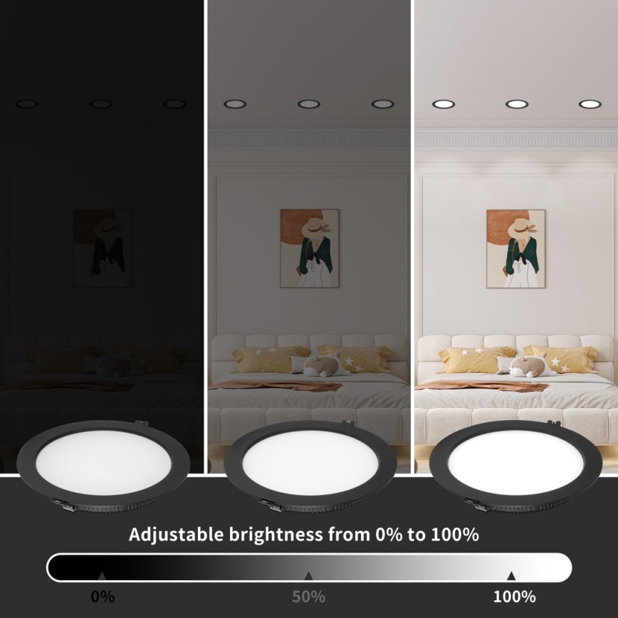 Immax NEO 07294L - Dimmable LED recessed downlight DOWN LED/36W/230V Wi-Fi Ø 23 cm black