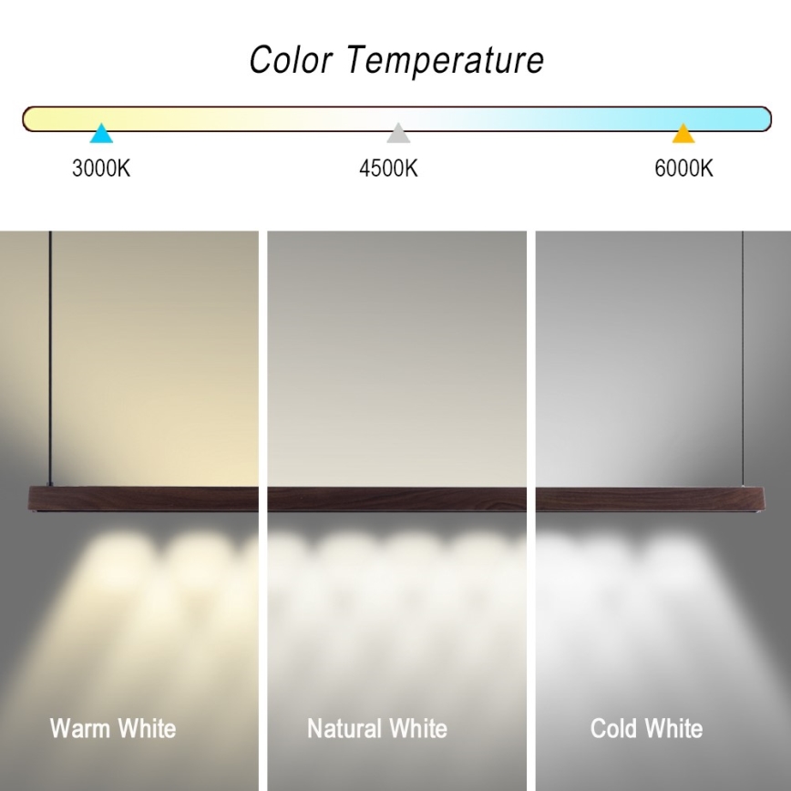 Immax NEO 07300L - LED Dimmable chandelier on cable MADEIRA LED/26W/230V Wi-Fi Tuya 122 cm walnut + remote control