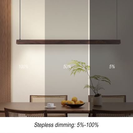 Immax NEO 07300L - LED Dimmable chandelier on cable MADEIRA LED/26W/230V Wi-Fi Tuya 122 cm walnut + remote control