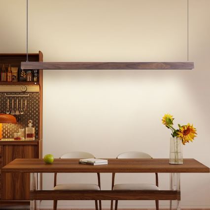 Immax NEO 07300L - LED Dimmable chandelier on cable MADEIRA LED/26W/230V Wi-Fi Tuya 122 cm walnut + remote control