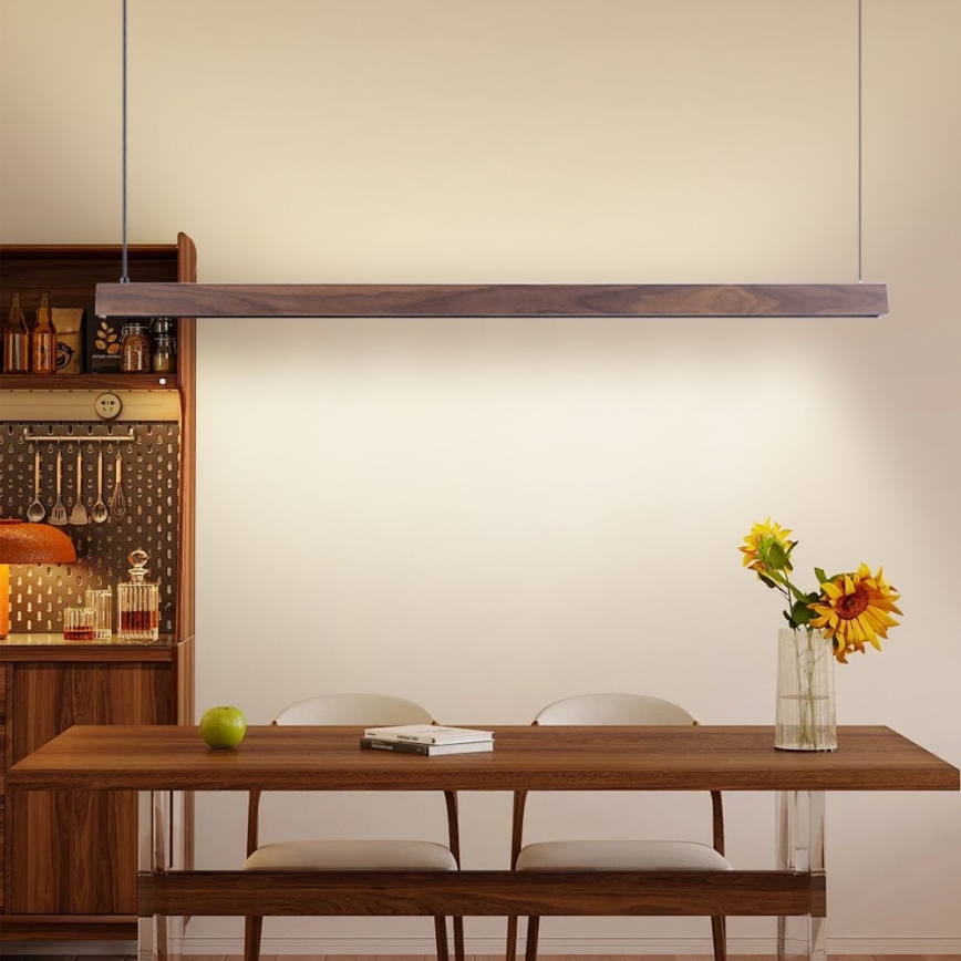 Immax NEO 07300L - LED Dimmable chandelier on cable MADEIRA LED/26W/230V Wi-Fi Tuya 122 cm walnut + remote control