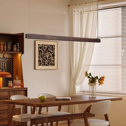 Immax NEO 07300L - LED Dimmable chandelier on cable MADEIRA LED/26W/230V Wi-Fi Tuya 122 cm walnut + remote control