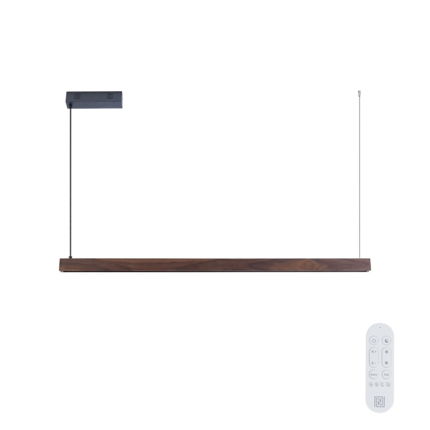 Immax NEO 07300L - LED Dimmable chandelier on cable MADEIRA LED/26W/230V Wi-Fi Tuya 122 cm walnut + remote control