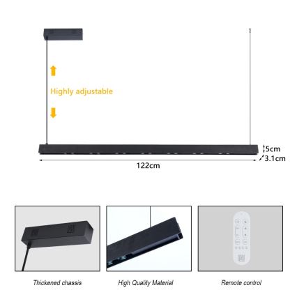 Immax NEO 07300L - LED Dimmable chandelier on cable MADEIRA LED/26W/230V Wi-Fi Tuya 122 cm walnut + remote control