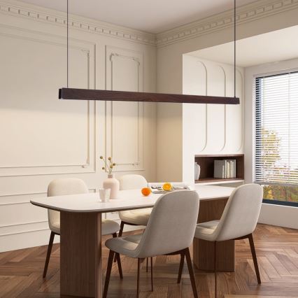 Immax NEO 07301L - MADEIRA Dimmable LED Pendant on Cable LED/33W/230V Tuya Wi‑Fi 152 cm Walnut + Remote Control