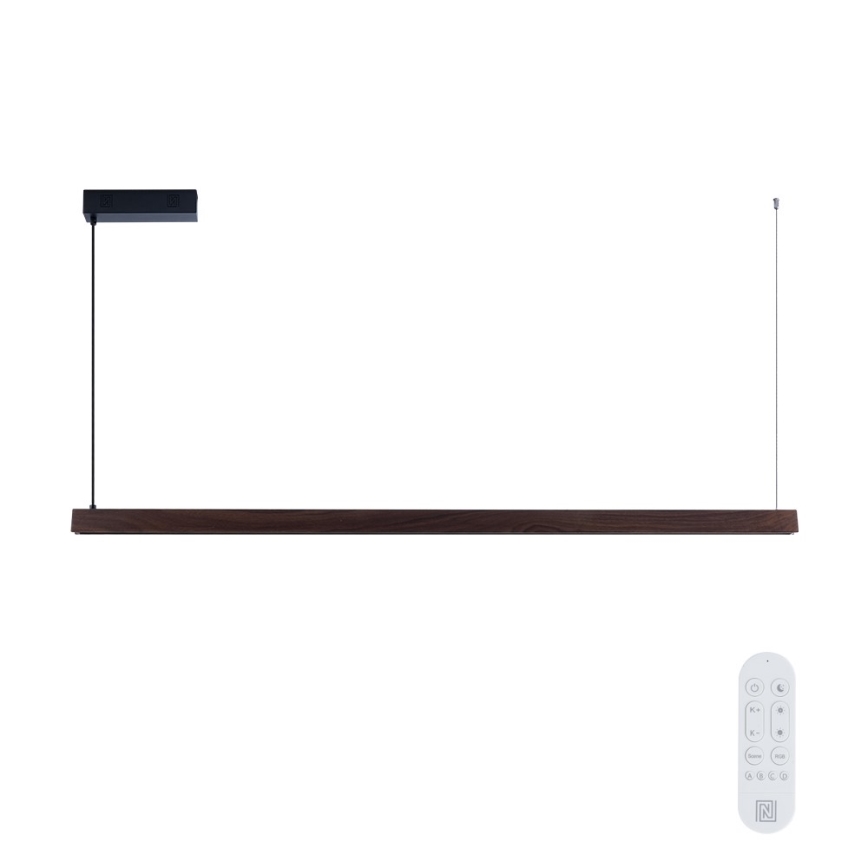 Immax NEO 07301L - MADEIRA Dimmable LED Pendant on Cable LED/33W/230V Tuya Wi‑Fi 152 cm Walnut + Remote Control