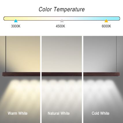 Immax NEO 07302L - LED Dimmable pendant light on cable MADEIRA LED/44W/230V Wi-Fi Tuya 202 cm walnut + remote control