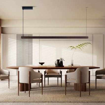 Immax NEO 07302L - LED Dimmable pendant light on cable MADEIRA LED/44W/230V Wi-Fi Tuya 202 cm walnut + remote control