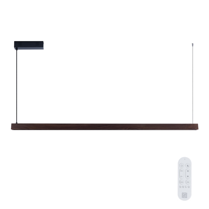 Immax NEO 07302L - LED Dimmable pendant light on cable MADEIRA LED/44W/230V Wi-Fi Tuya 202 cm walnut + remote control