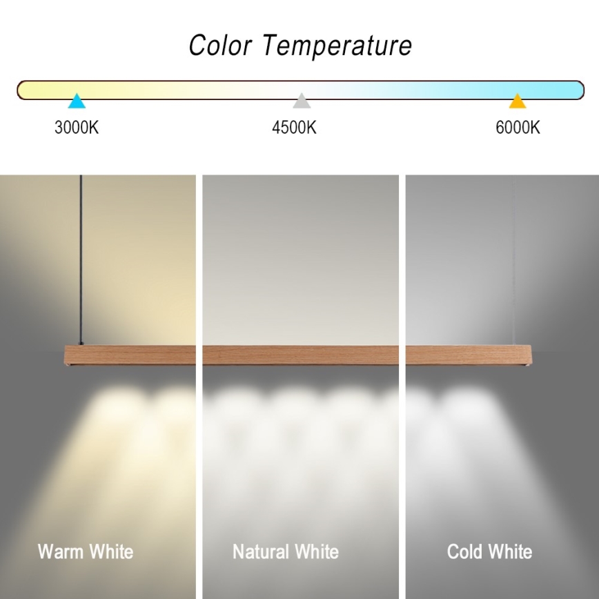 Immax NEO 07303L - MADEIRA LED Dimmable Cable Pendant Light LED/26W/230V Wi-Fi Tuya 122 cm Oak + Remote Control