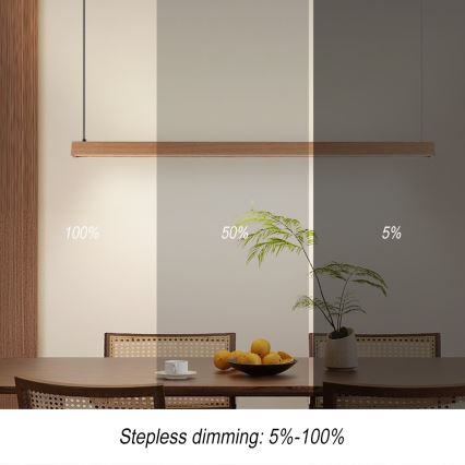 Immax NEO 07303L - MADEIRA LED Dimmable Cable Pendant Light LED/26W/230V Wi-Fi Tuya 122 cm Oak + Remote Control