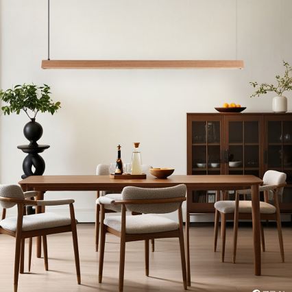 Immax NEO 07303L - MADEIRA LED Dimmable Cable Pendant Light LED/26W/230V Wi-Fi Tuya 122 cm Oak + Remote Control