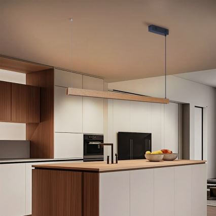 Immax NEO 07303L - MADEIRA LED Dimmable Cable Pendant Light LED/26W/230V Wi-Fi Tuya 122 cm Oak + Remote Control