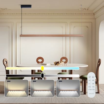 Immax NEO 07304L - Dimmable LED pendant light on cable MADEIRA LED/33W/230V Tuya Wi‑Fi 152 cm oak + remote control