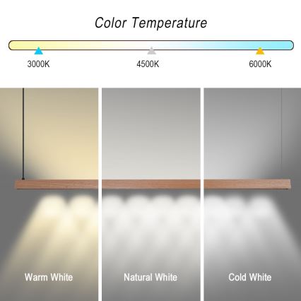 Immax NEO 07304L - Dimmable LED pendant light on cable MADEIRA LED/33W/230V Tuya Wi‑Fi 152 cm oak + remote control