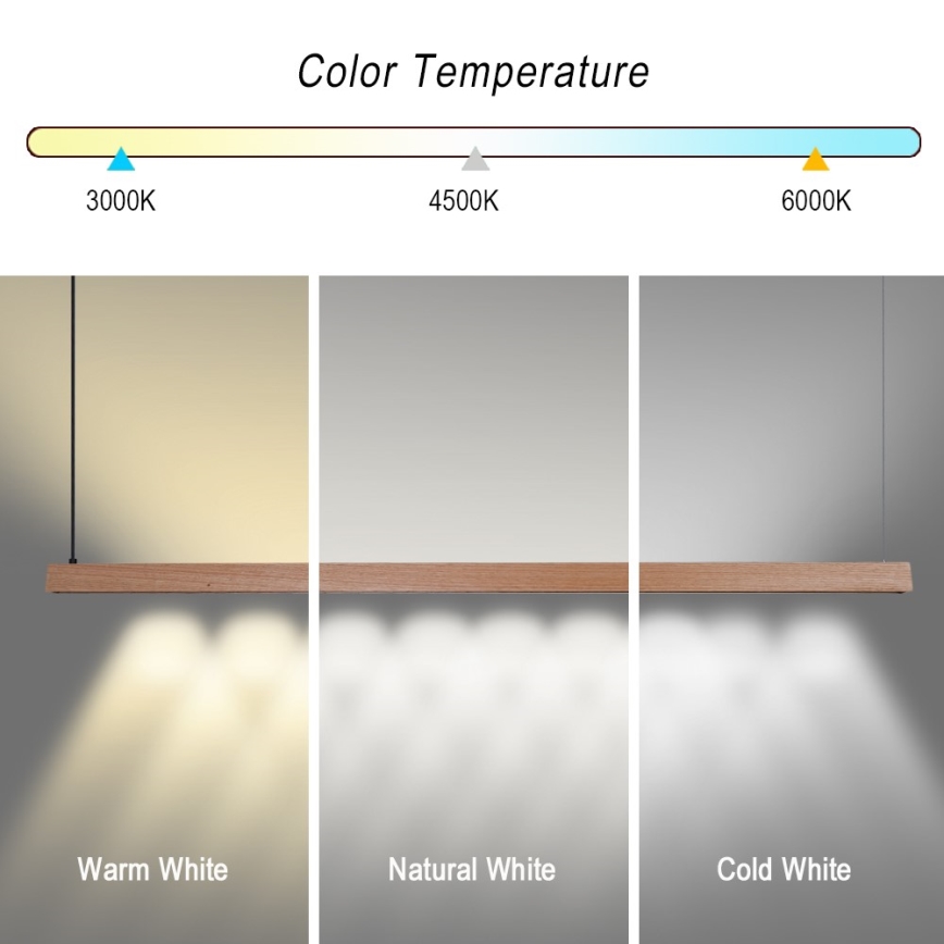 Immax NEO 07304L - Dimmable LED pendant light on cable MADEIRA LED/33W/230V Tuya Wi‑Fi 152 cm oak + remote control