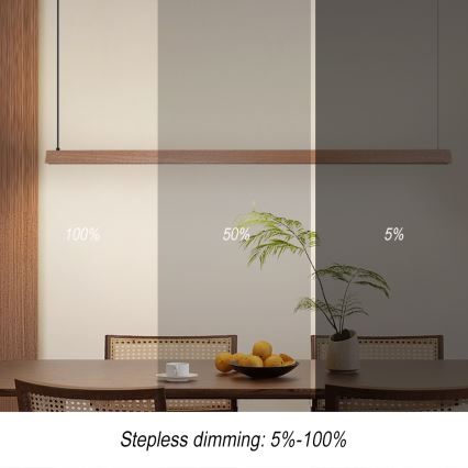 Immax NEO 07304L - Dimmable LED pendant light on cable MADEIRA LED/33W/230V Tuya Wi‑Fi 152 cm oak + remote control