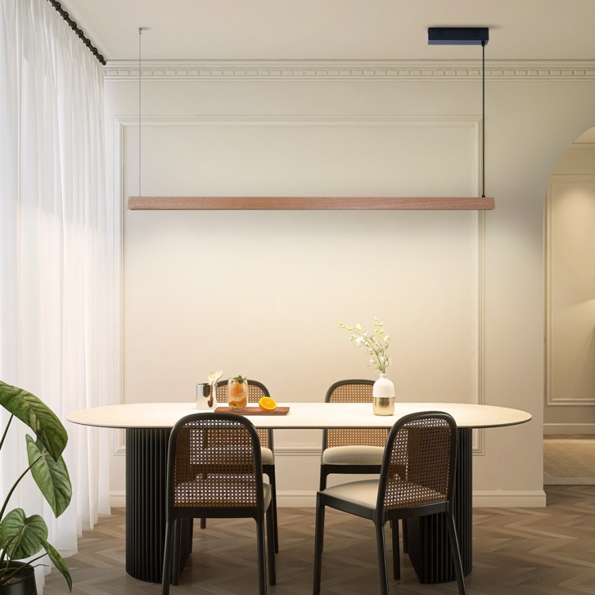 Immax NEO 07304L - Dimmable LED pendant light on cable MADEIRA LED/33W/230V Tuya Wi‑Fi 152 cm oak + remote control