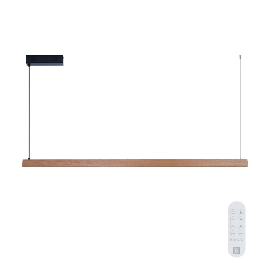 Immax NEO 07304L - Dimmable LED pendant light on cable MADEIRA LED/33W/230V Tuya Wi‑Fi 152 cm oak + remote control