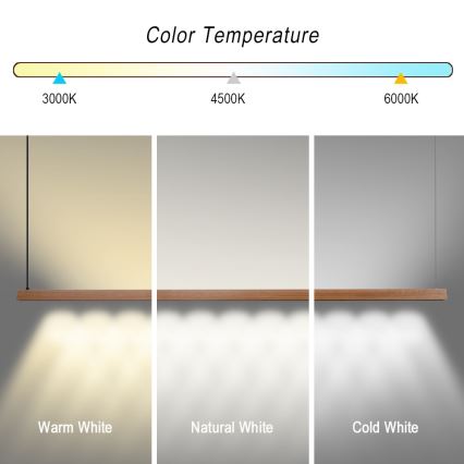 Immax NEO 07305L - MADEIRA LED dimmable cable-suspended pendant light LED/44W/230V Wi-Fi Tuya 202 cm oak + remote control