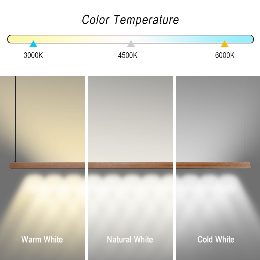 Immax NEO 07305L - MADEIRA LED dimmable cable-suspended pendant light LED/44W/230V Wi-Fi Tuya 202 cm oak + remote control