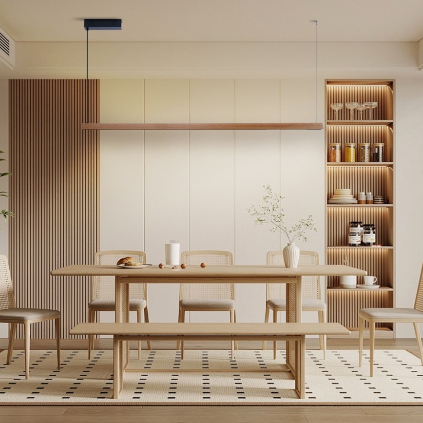 Immax NEO 07305L - MADEIRA LED dimmable cable-suspended pendant light LED/44W/230V Wi-Fi Tuya 202 cm oak + remote control