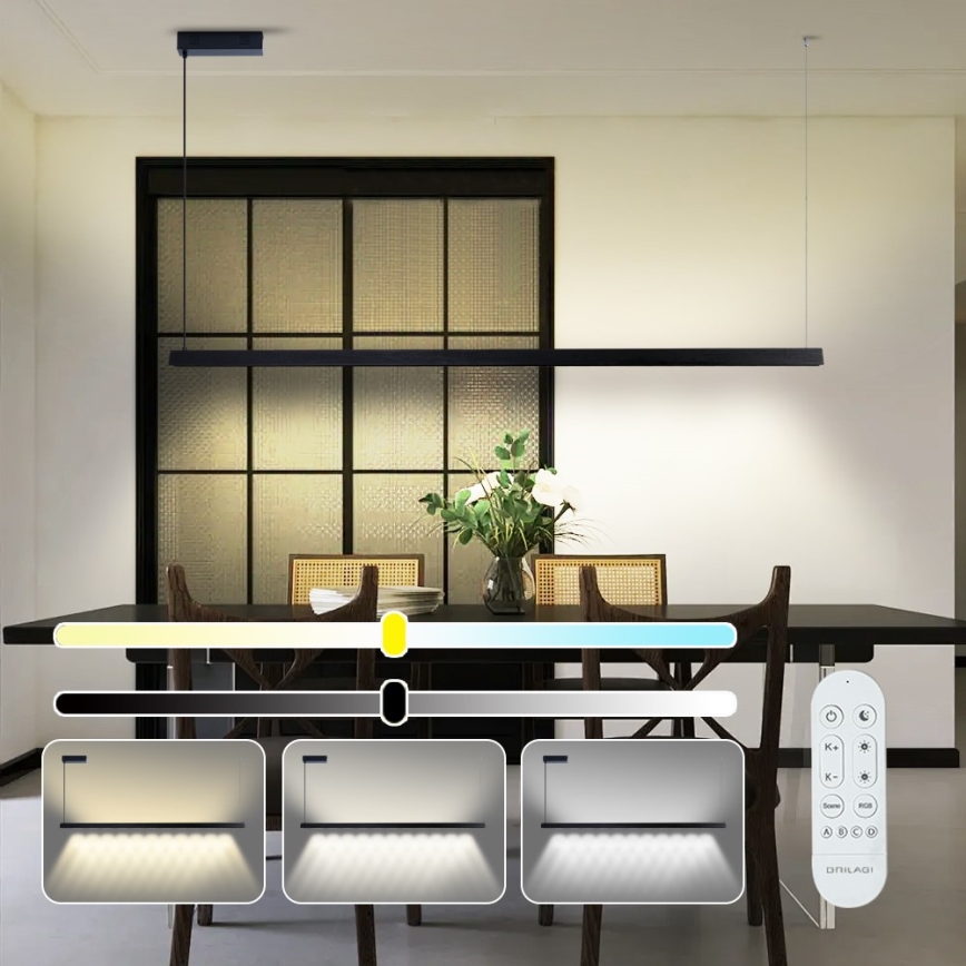 Immax NEO 07308L - MADEIRA Dimmable LED pendant on cable LED/44W/230V Wi‑Fi Tuya 202 cm Black + remote control