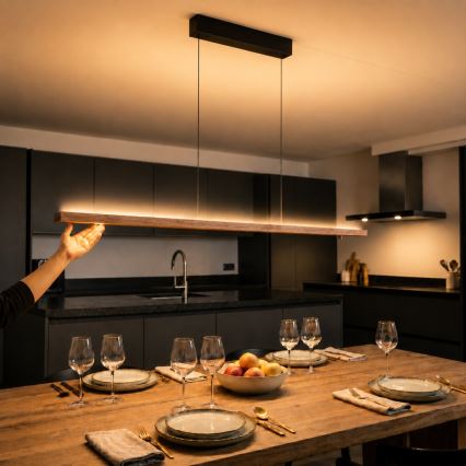 Immax NEO 07309L - MADEIRA LED Dimmable Cable Pendant with Sensor LED/37W/230V 157 cm Walnut