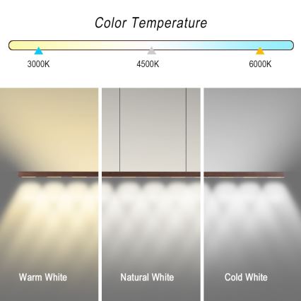 Immax NEO 07309L - MADEIRA LED Dimmable Cable Pendant with Sensor LED/37W/230V 157 cm Walnut