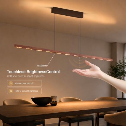 Immax NEO 07309L - MADEIRA LED Dimmable Cable Pendant with Sensor LED/37W/230V 157 cm Walnut