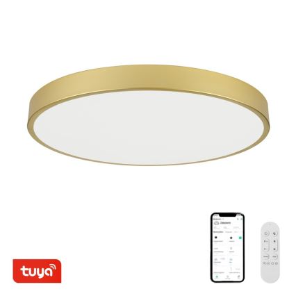 Immax NEO 07311L - SEMPLICI LED Dimmable Ceiling Light, 96W/230V, diam. 80 cm, Wi-Fi Tuya, Gold + Remote Control