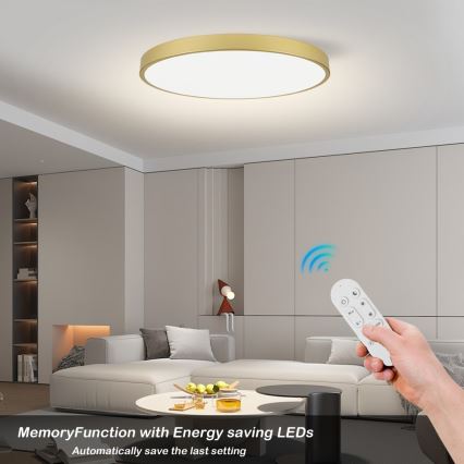 Immax NEO 07312L - SEMPLICI LED Dimmable Ceiling Light LED/128W/230V Ø 100 cm Tuya Wi‑Fi Gold + Remote Control