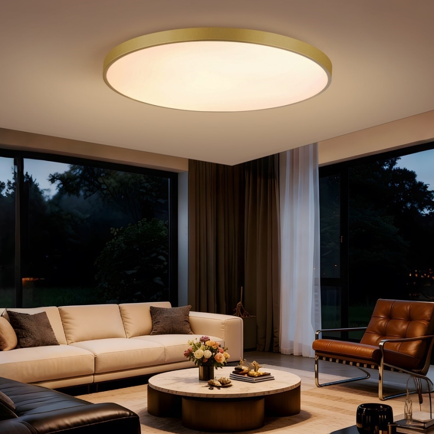 Immax NEO 07312L - SEMPLICI LED Dimmable Ceiling Light LED/128W/230V Ø 100 cm Tuya Wi‑Fi Gold + Remote Control