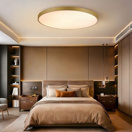 Immax NEO 07312L - SEMPLICI LED Dimmable Ceiling Light LED/128W/230V Ø 100 cm Tuya Wi‑Fi Gold + Remote Control