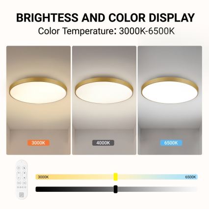 Immax NEO 07312L - SEMPLICI LED Dimmable Ceiling Light LED/128W/230V Ø 100 cm Tuya Wi‑Fi Gold + Remote Control