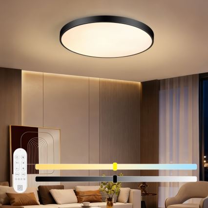 Immax NEO 07313L - LED Dimmable Ceiling Light SEMPLICI LED/96W/230V Ø 80 cm Tuya Wi‑Fi Black + Remote Control