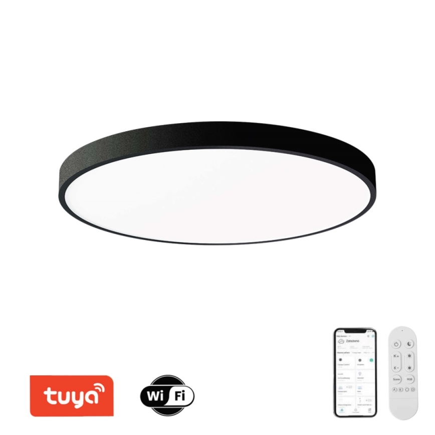 Immax NEO 07314L - SEMPLICI LED Dimmable Ceiling Light LED/128W/230V Ø 100 cm Tuya Wi-Fi, Black + Remote Control