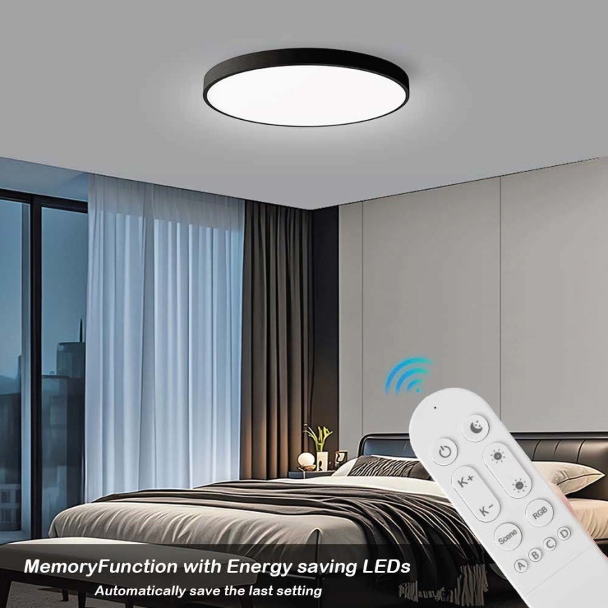 Immax NEO 07314L - SEMPLICI LED Dimmable Ceiling Light LED/128W/230V Ø 100 cm Tuya Wi-Fi, Black + Remote Control